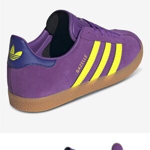 Adidas Kids Gazelle Purple and Yellow Sneakers